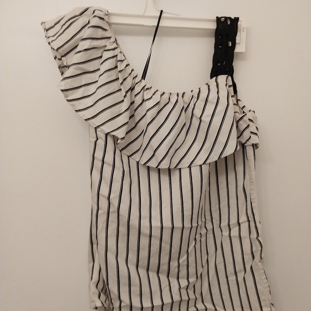 Striped One-Shoulder Blouse